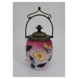 HP floral biscuit jar with butterfly accents and s