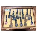 18 assorted Pocket watch fobs incl Railroad, heavy