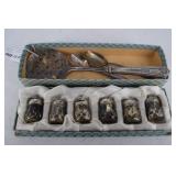 Sterling individual salts, presentation spoons & s
