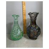 Two Fenton art glass iridescent berry themed ruffl
