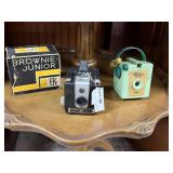 Three vintage cameras Brownie Junior, Brownie Hawk