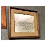 Framed Chinese junk boat Original