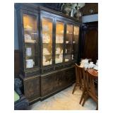 Chinese black lacquer China cabinet - 77" x 65" x