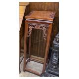 Chinese teak carved plant stand - 12" x 12" x 36"