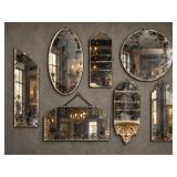 Seven art deco mirrors in various styles and shape
