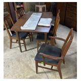 MCM Burl veneer dining table with six matching cha