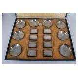 Sterling ashtray & matchbook 10 pc set with D mono