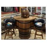 1960s Whiskey Barrel MCM Bar room set up by Brothe