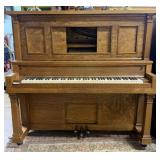 Mission oak upright piano - 60" x 30" x 59"