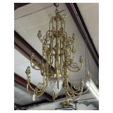 Heavy Brass 13-arm chandelier with no globes