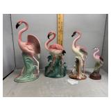Four porcelain flamingo figures incl California po