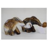 Imperial slag glass elephant pair in brown