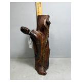Wooden hand carved double serpentine vase - 11" ta