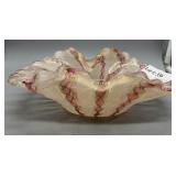 Contemporary ribbon art glass candy dish - 9" x 5.