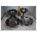 Four pcs Imperial and Fenton Carnival glass incl 2