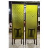 Pair MCM Moroccan trellis/quatrefoil pattern room