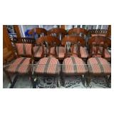 Set of Eight Burlwood dining chairs with muted gre
