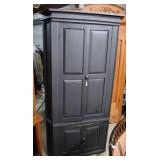 Pine corner cabinet in black exterior paint - 32"