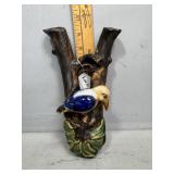 Ceramic painted & glazed double stemmed wall pocke