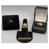 Three 10kt rings - mens masonic, Hillsborough High