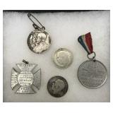 British silver jubilee medals & two Florin coins