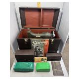 White Sewing machine in carry case