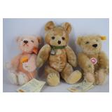 Three Steiff minatures - peach teddy, bear with be