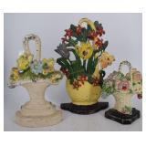Three cast metal Floral doorstops