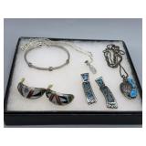 Sterling jewelry grouping - D. Lucio Zuni Native A