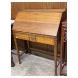 Oak dropfront ladies writing desk with double door