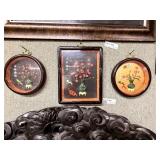 Three Chinese petite framed Jade shadow boxes -