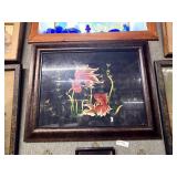 Koi fish on silk framed - 29.5" x 23.5"
