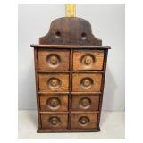 8-drawer wall hung oak spice cabinet