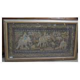 Indian Elephant needlework framed and glazed 59" x