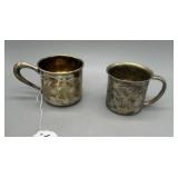 Two sterling baby cups - 83 gtw one monogrammed