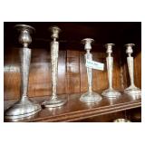 Five Sterling weighted candlesticks