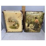 Two Victorian era photo albums with assorted famil