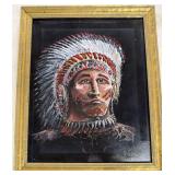 Original on canvas of Native American Chief signed