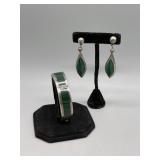 Sterling & green malachite earring & bracelet set