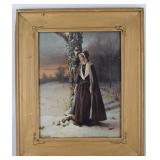 "Evangeline" colorized litho dated 1898 in gold fr