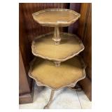 Three tier pie crust table with carved skirting an