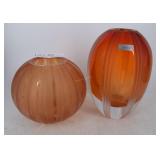 Two Evolution by Waterford golden orange vases 5.5