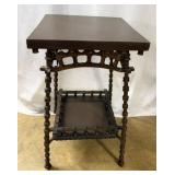 Tramp art wooden spool table - 14" x 14" x 27"