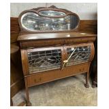 Unique oak sideboard with mirrored back, stained g