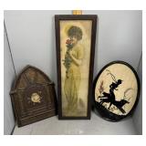 Three Early 20th Century framed art incl woman in