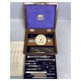English Drafting set in rosewood box W. H. Harling