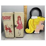 Barbie vintage purse & Skipper carry case with dre