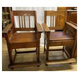2x$ - Vintage oak billiard chairs - 28" x 28" x 44