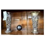 Pair Sterling 6" filigree vase 133 gtw & Sterling