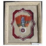 Blue Boy by M. C. Cullen painted feather in wood f